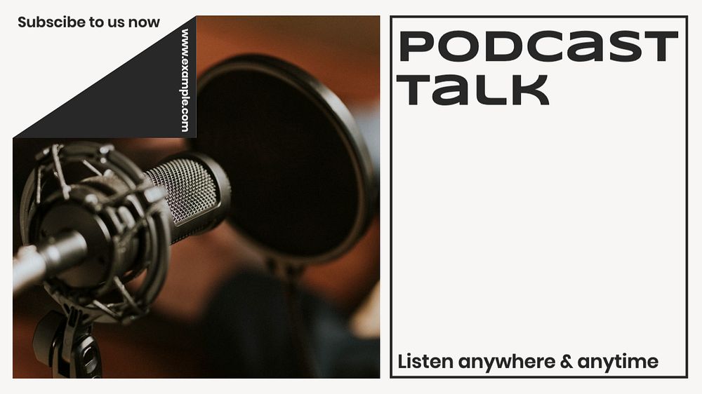 Podcast talk blog banner template, editable text