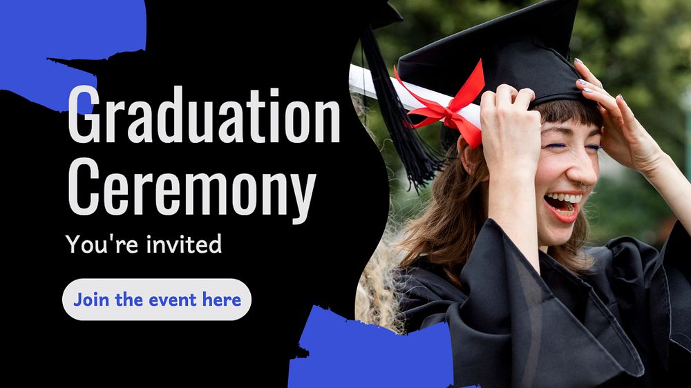 Graduation ceremony blog banner template, editable text