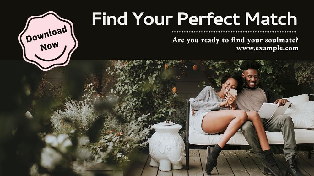 Dating app blog banner template, editable text