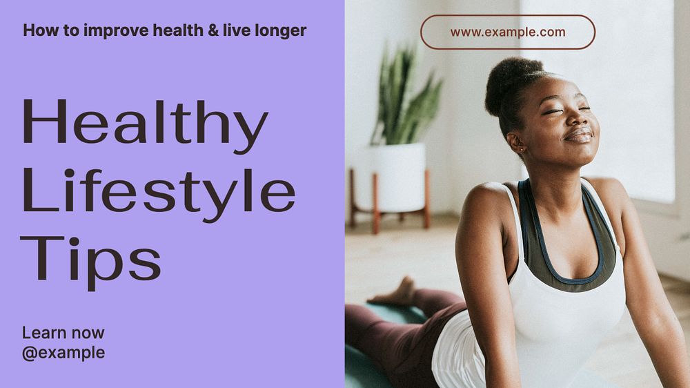 Healthy lifestyle tips blog banner template, editable text