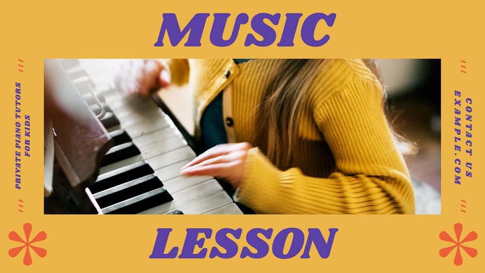 Music lesson blog banner template, editable text