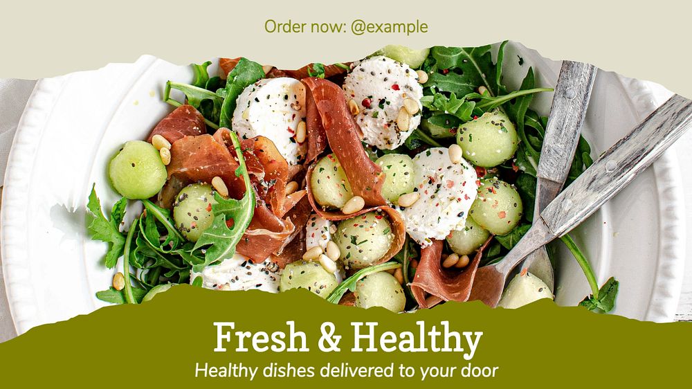 Fresh & healthy food blog banner template, editable text