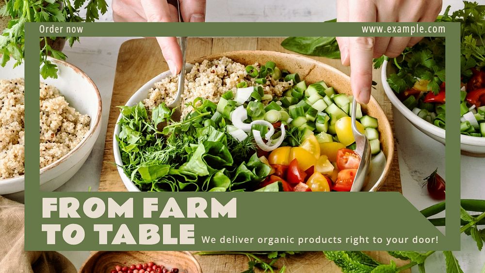 Organic food poster blog banner template, editable text