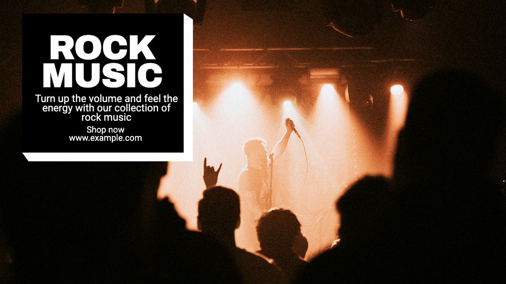 Rock music blog banner template, editable text