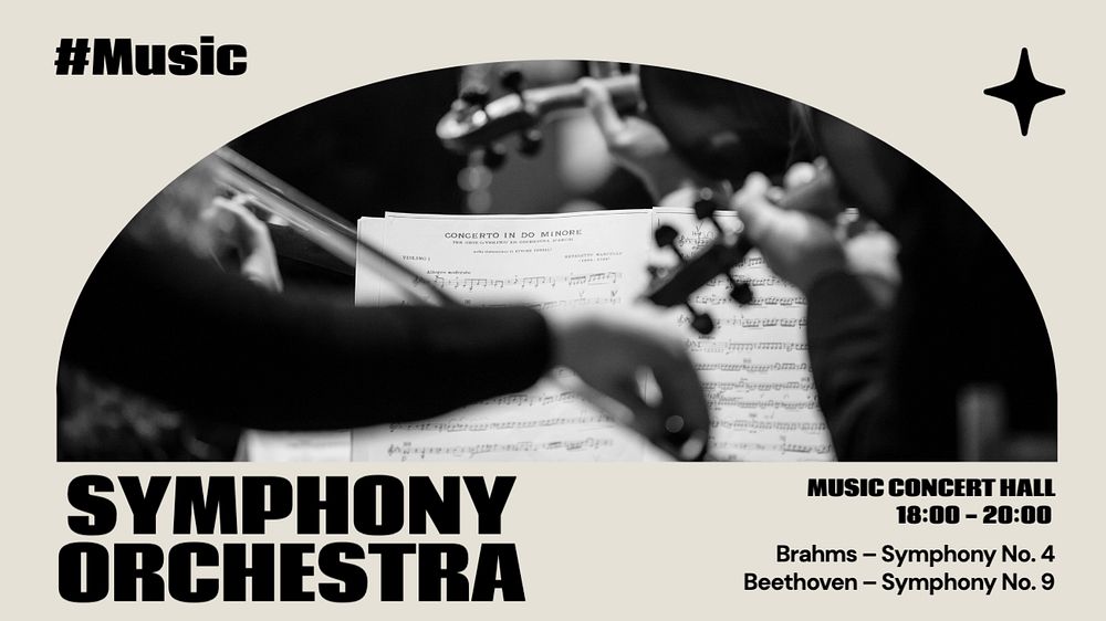 Orchestra concert blog banner template, editable text