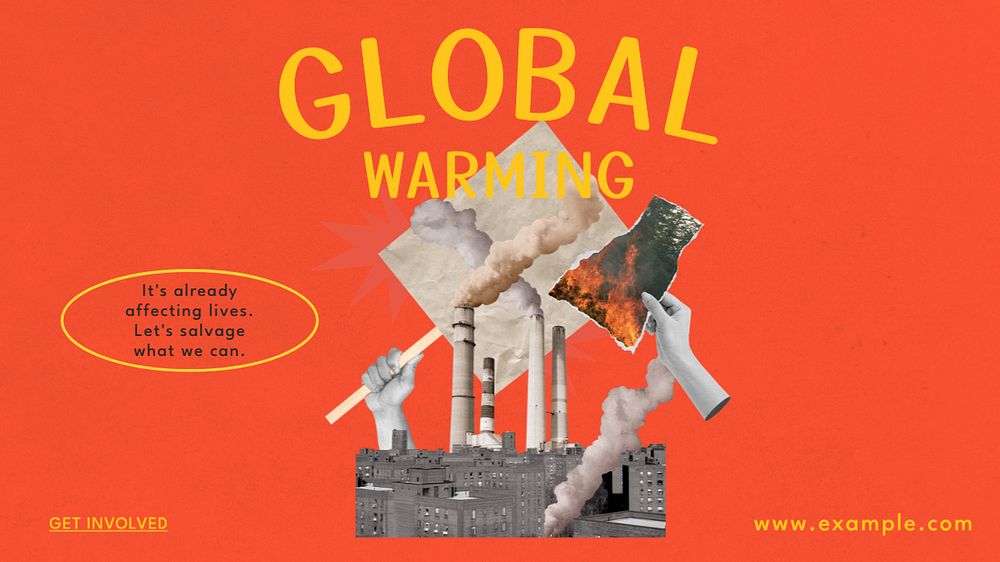 Global warming blog banner template, editable text