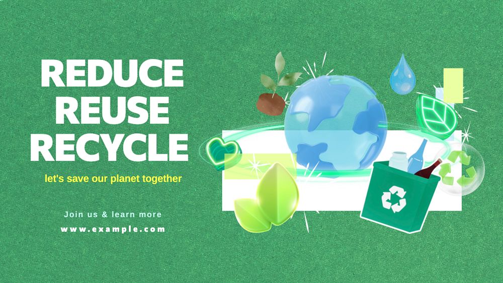 Reduce reuse recycle blog banner template, editable text