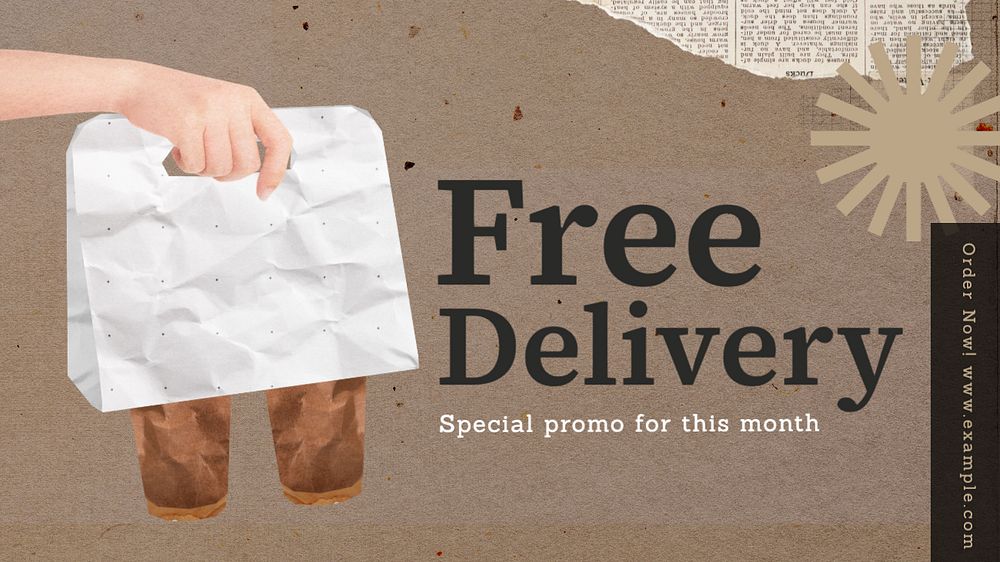 Free delivery blog banner template, editable text