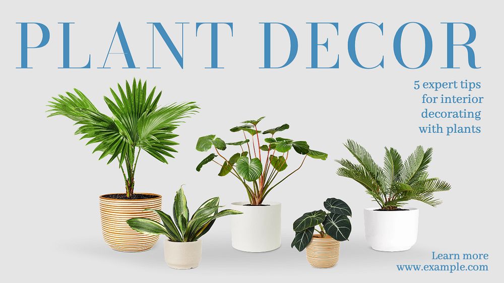 Plant decor blog banner template, editable text