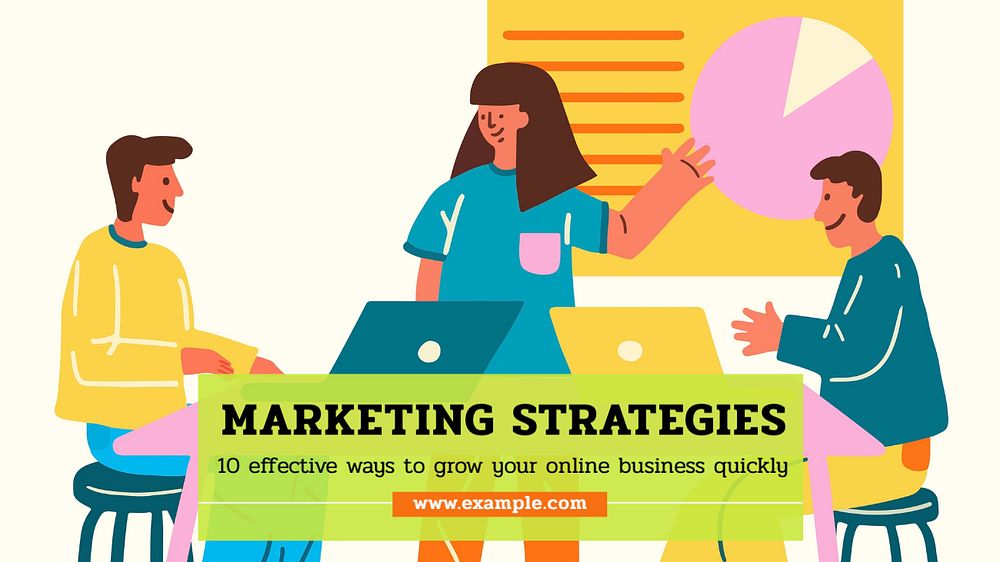 Marketing strategy blog banner template, editable text