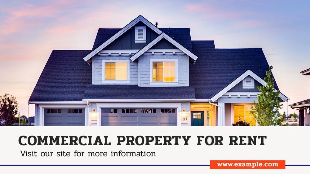 Commercial property rental blog banner template, editable text