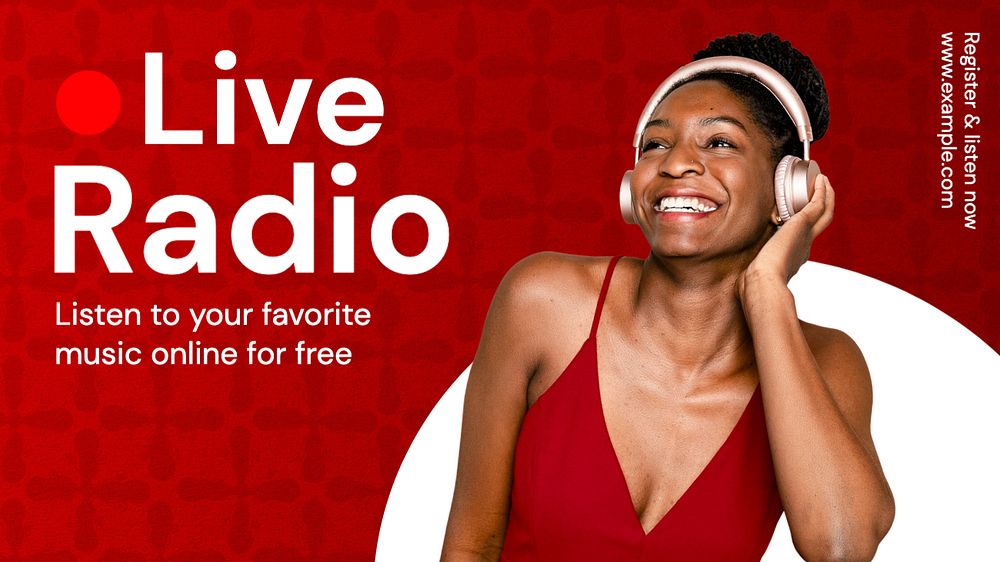 Live radio blog banner template, editable text