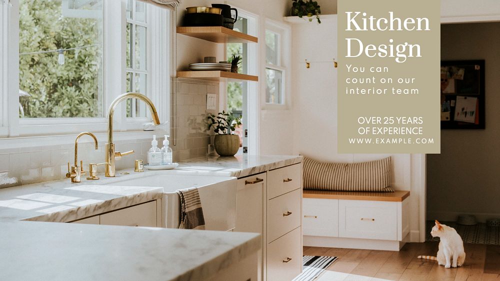 Kitchen design blog banner template, editable text