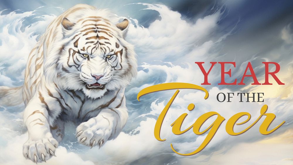 Tiger year blog banner template, editable text