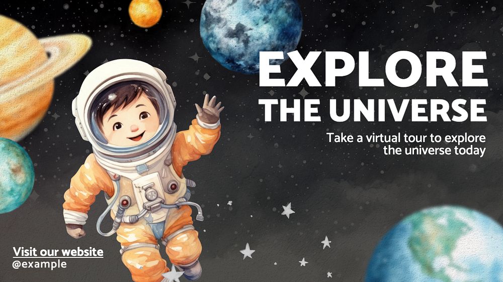 Explore the universe blog banner template, editable text