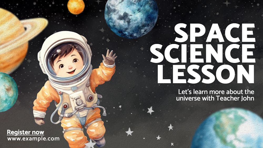 Space science lesson blog banner template, editable text