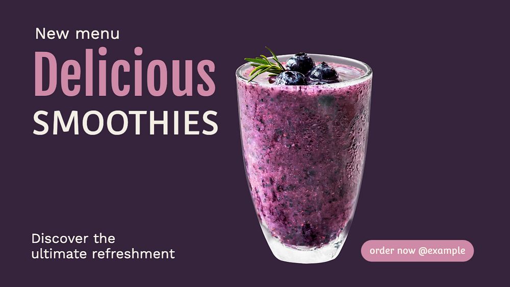 Delicious smoothies blog banner template, editable text