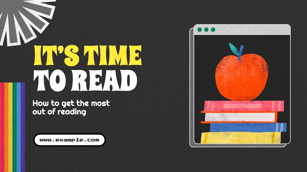 Reading blog banner template, editable text