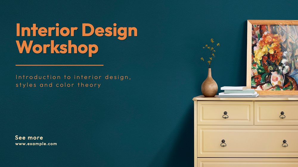 Interior design workshop  blog banner template, editable text