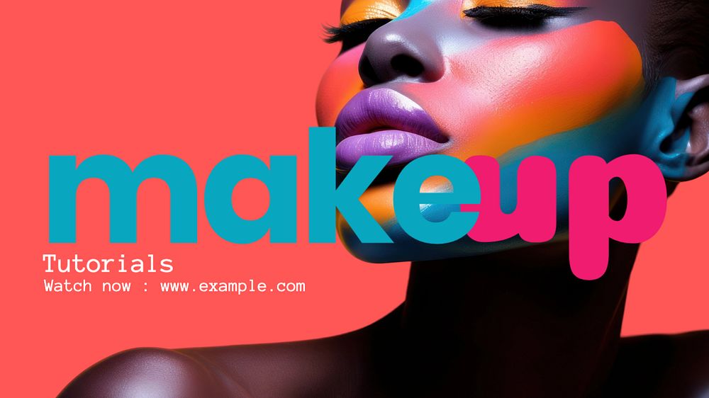 Beauty tutorials Youtube cover template, editable design