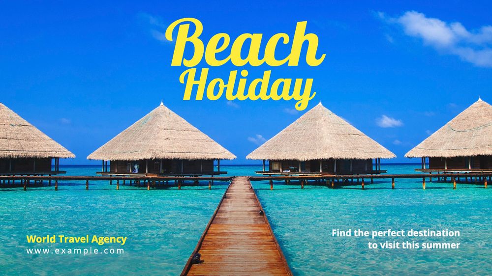 Beach holiday  blog banner template, editable text