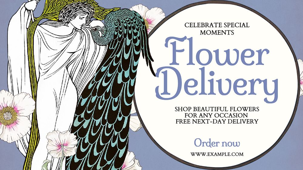 Flower delivery blog banner template, editable text