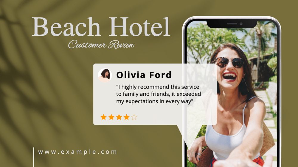 Customer review blog banner template, editable text