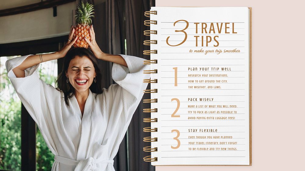 Travel tips blog banner template, editable text