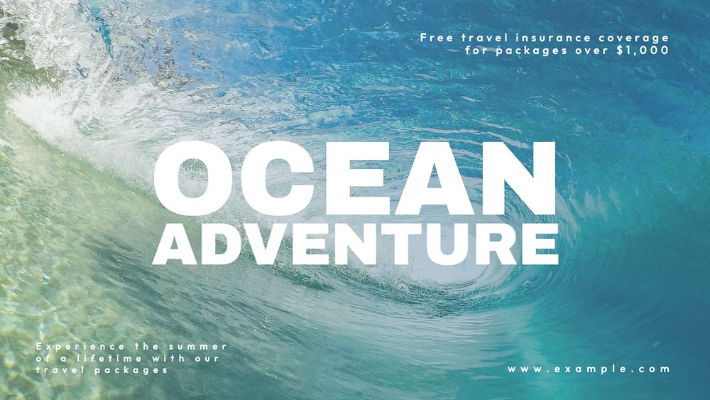 Ocean adventure  blog banner template, editable text