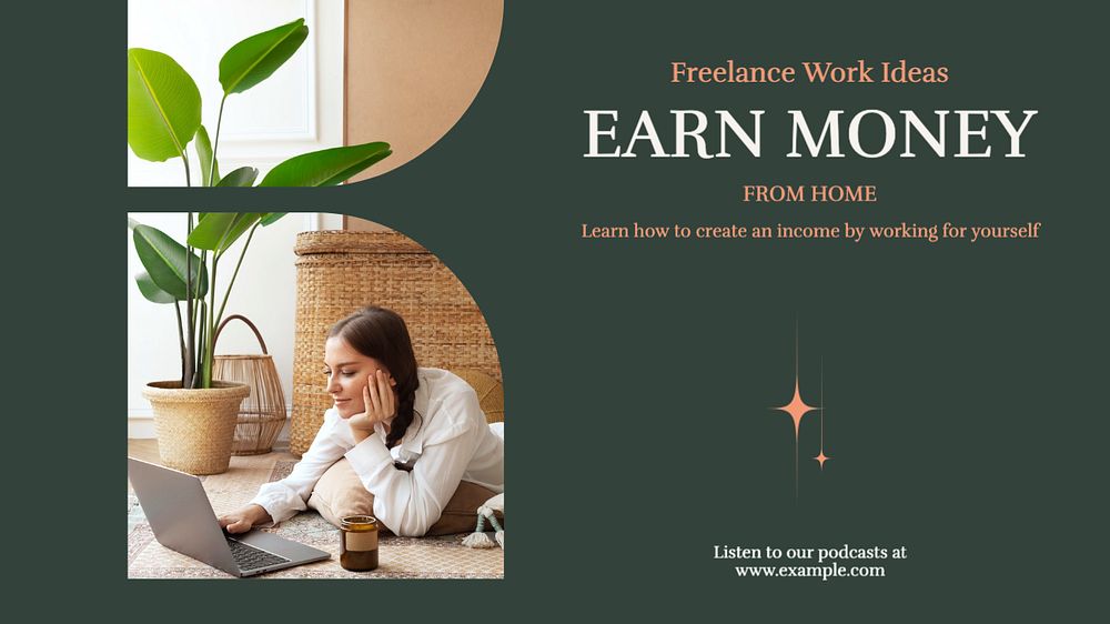 Earn money blog banner template, editable text