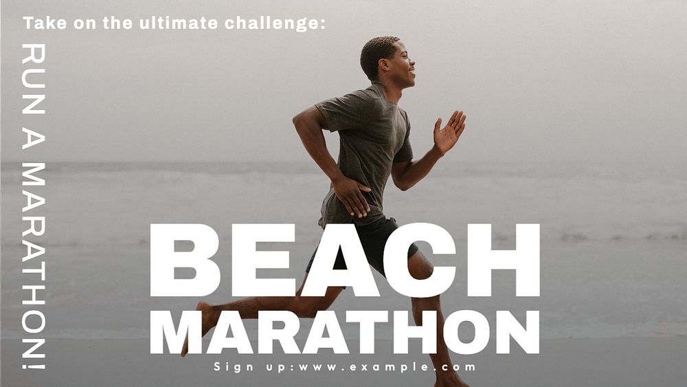 Beach marathon  blog banner template, editable text