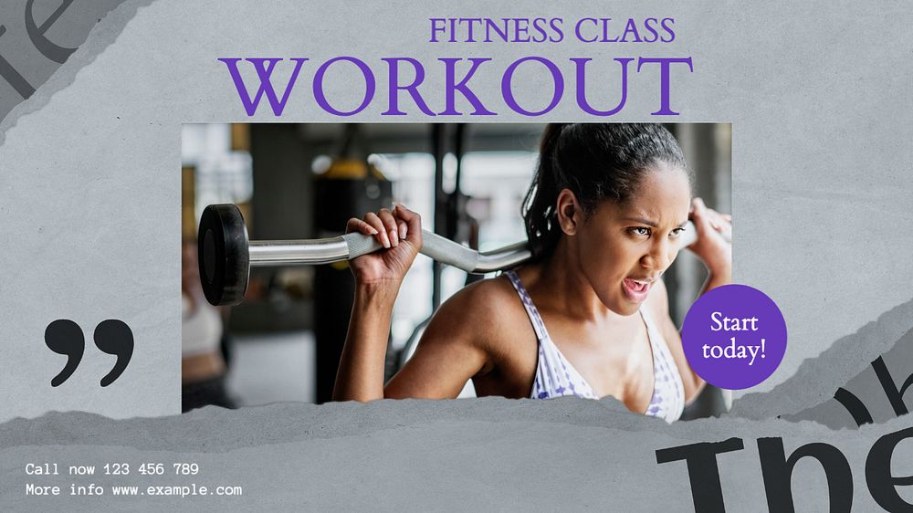 Gym Fitness Class blog banner template, editable text