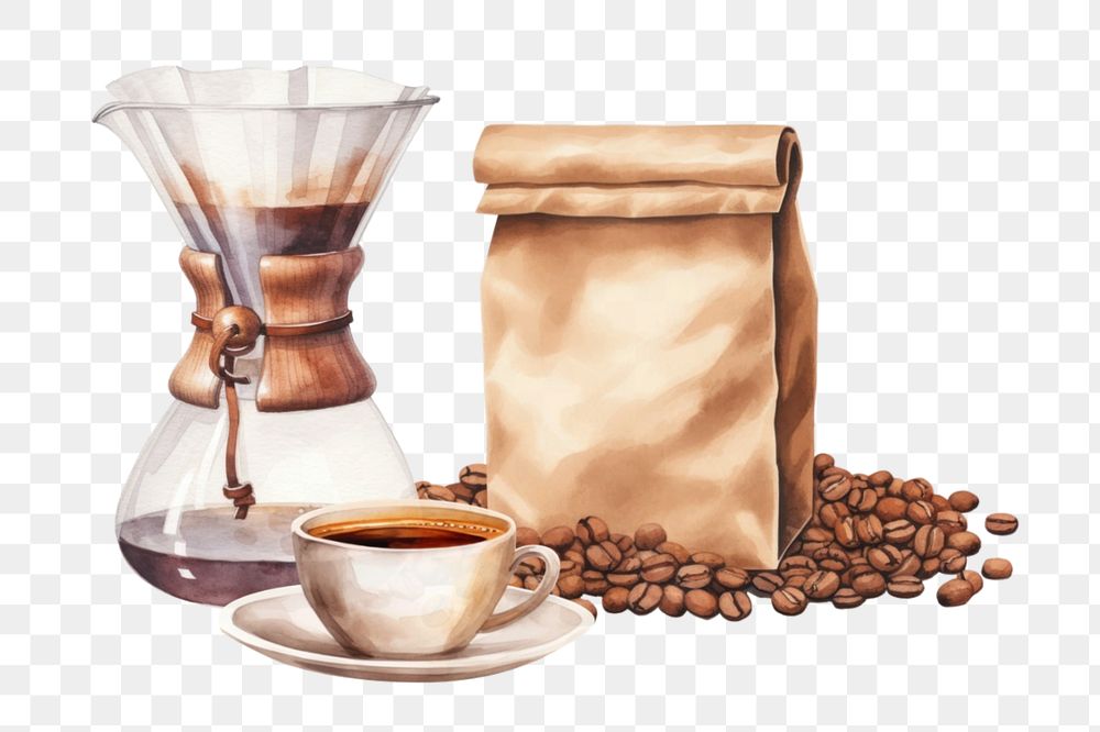 Watercolor coffee aesthetic png, editable remix