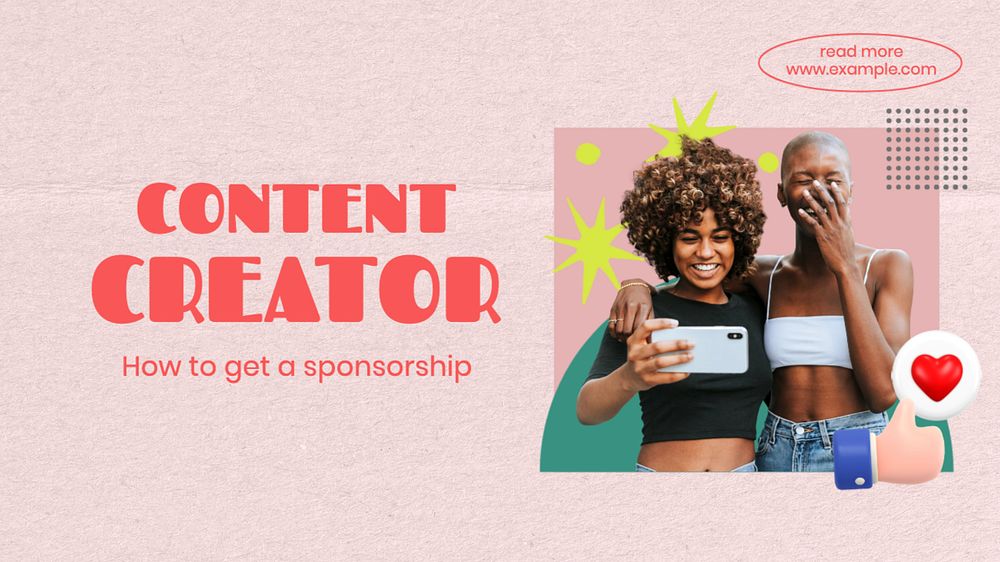 Influencer sponsorship blog banner template, editable text