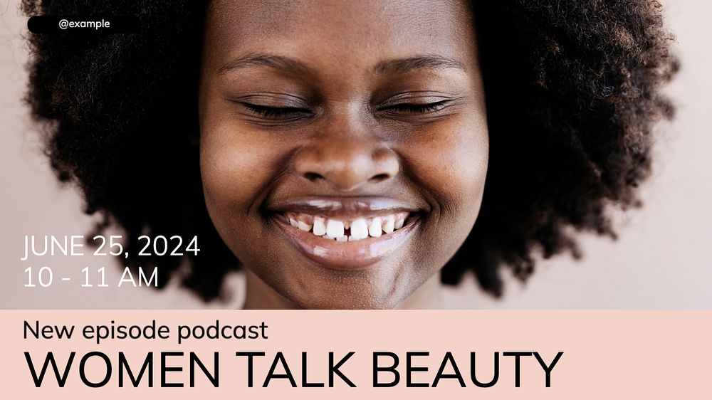 Women's beauty podcast blog banner template, editable text