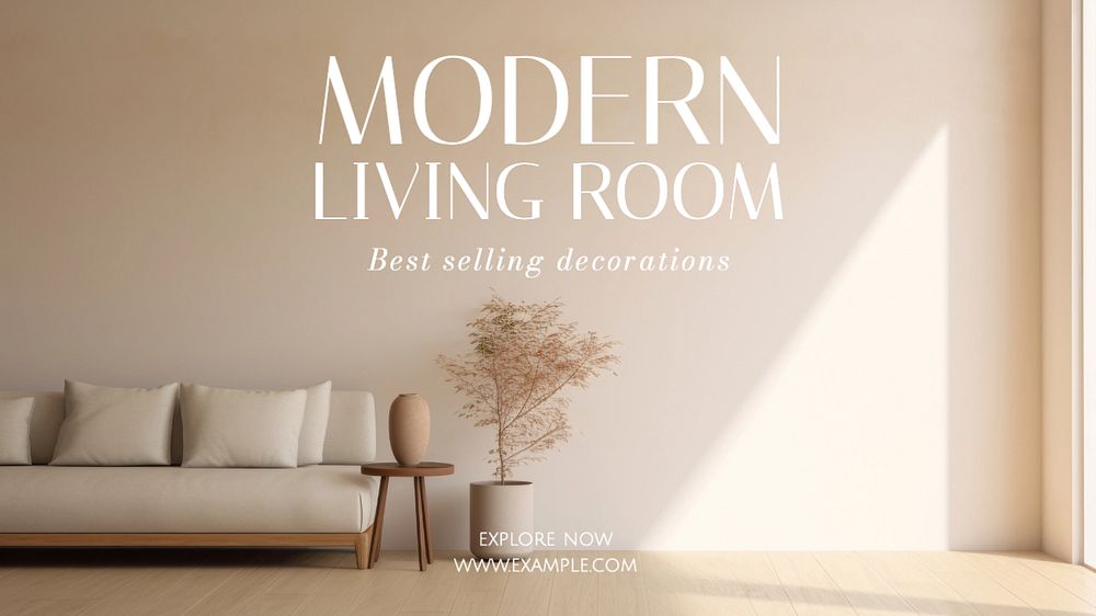 Modern living room blog banner template, editable text