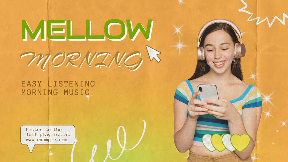 Mellow morning blog banner template, editable text