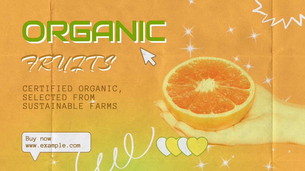 Organic fruits blog banner template, editable text