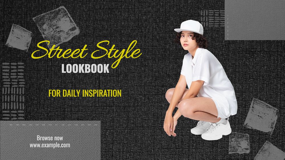 Street style lookbook  blog banner template, editable text