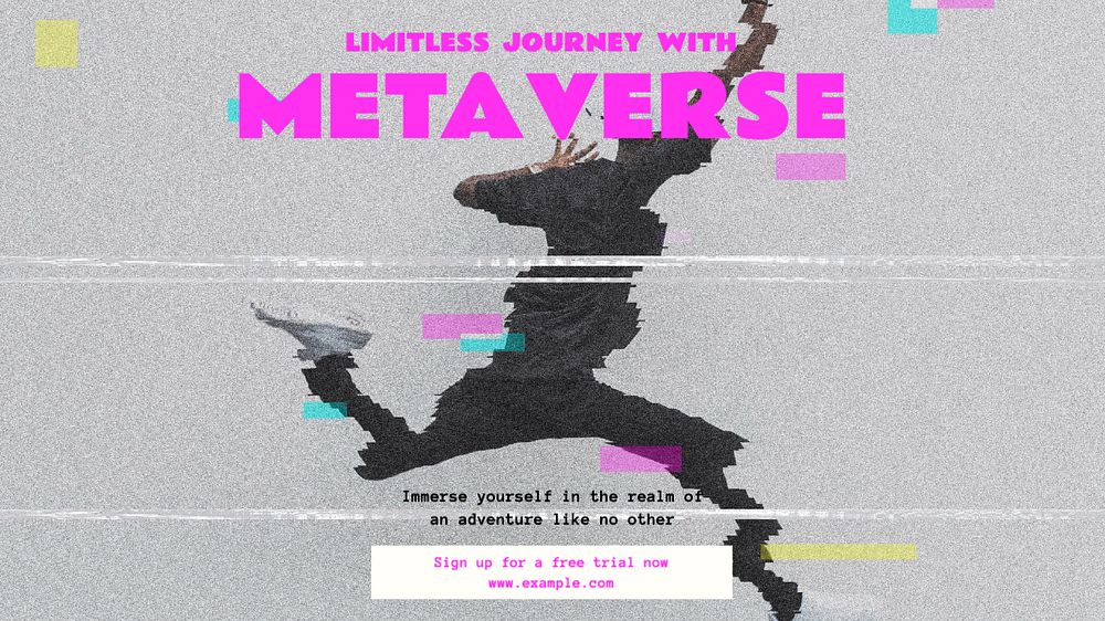 Metaverse journey blog banner template, editable text