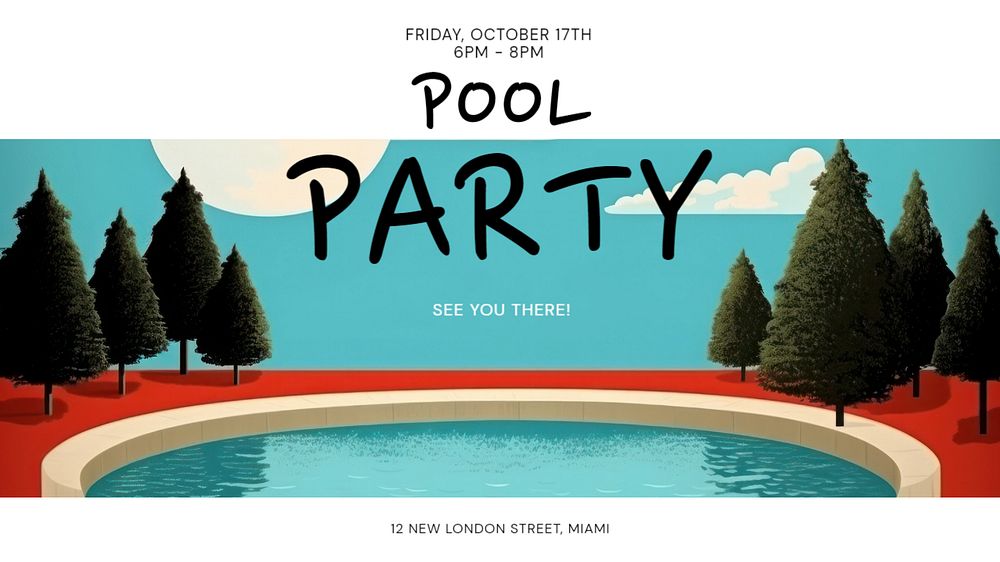 Pool party invitation blog banner template, editable text