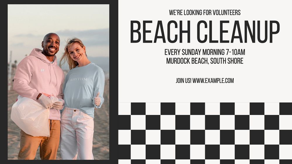 Beach cleanup blog banner template, editable text