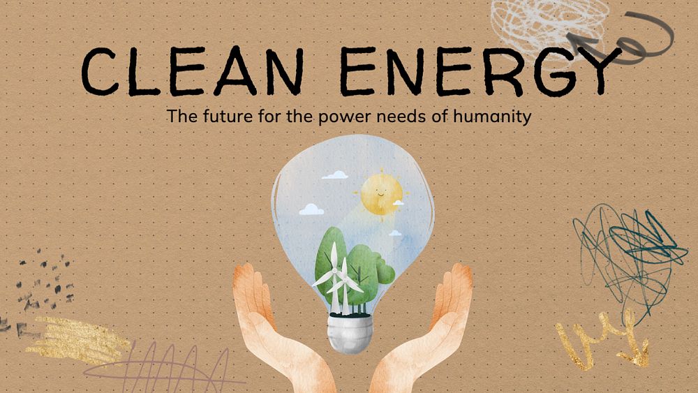 Clean energy  blog banner template, editable text