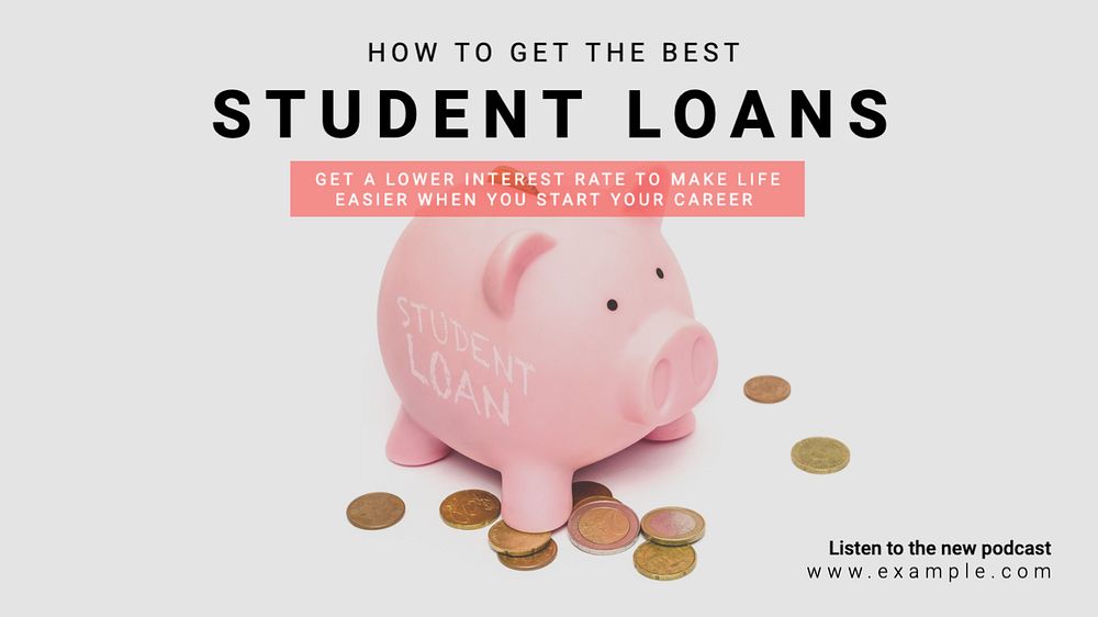 Student loans blog banner template, editable text