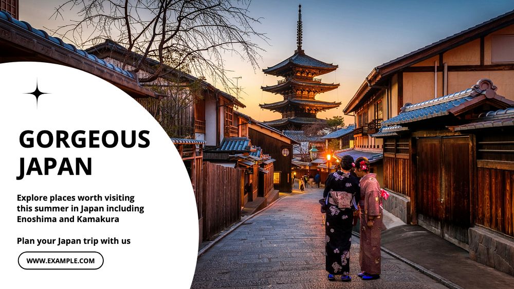 Japan travel ads blog banner template, editable text