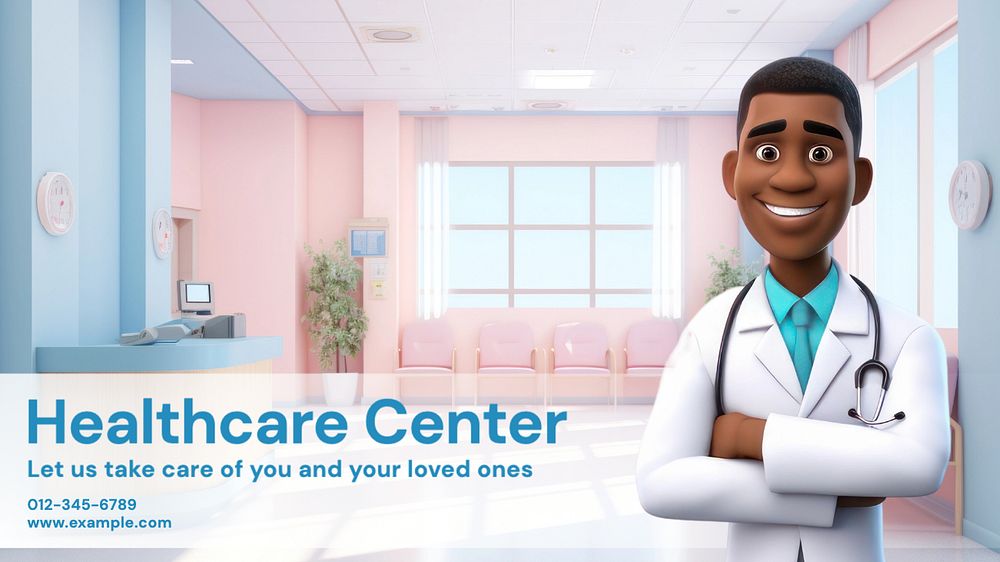 Healthcare center blog banner template, editable text