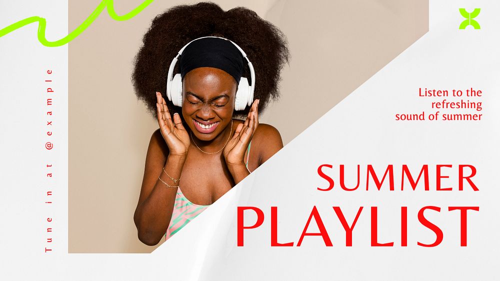 Summer playlist blog banner template, editable text