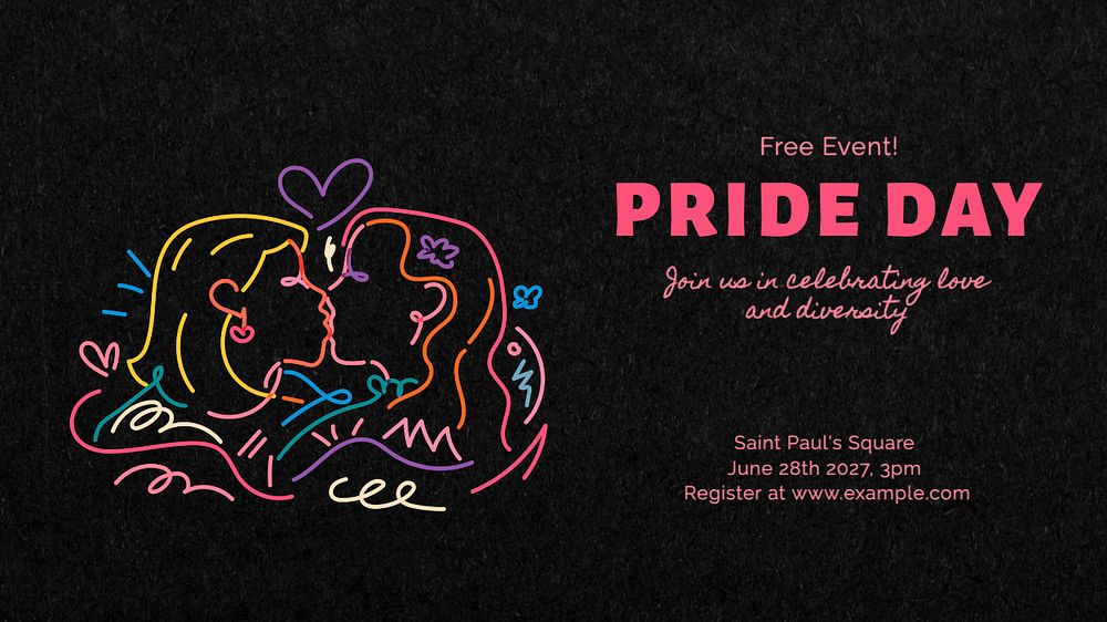 Pride day blog banner template, editable text