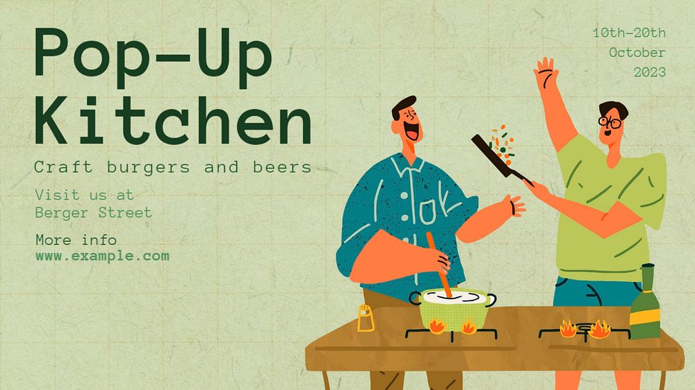 Pop-up kitchen blog banner template, editable text