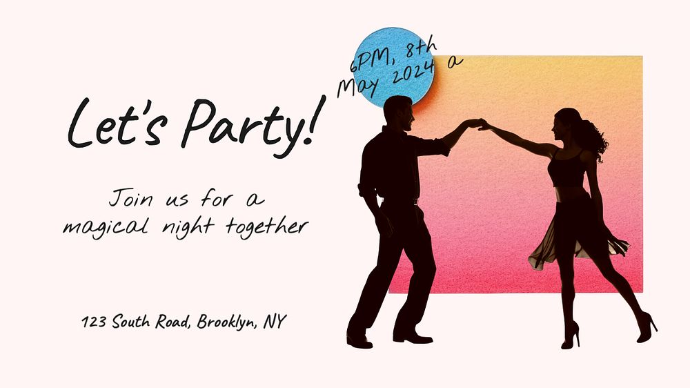 Let's party blog banner template, editable text